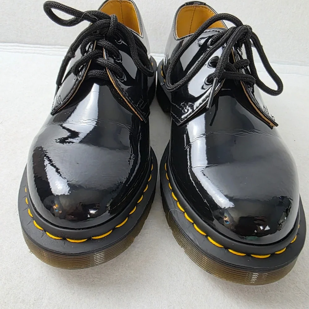 Dr. Martens 1461 Black Patent Lamper Leather 3-Eye Oxford Shoes Womens 8 10084